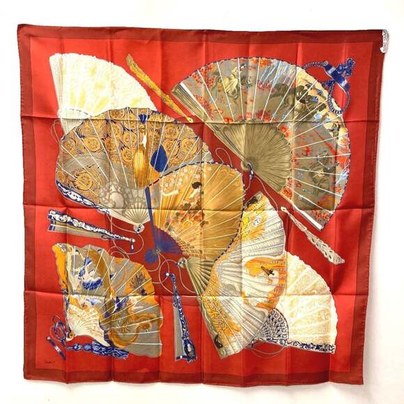 HERMES Red Silk Scarf - Picture 2 of 13